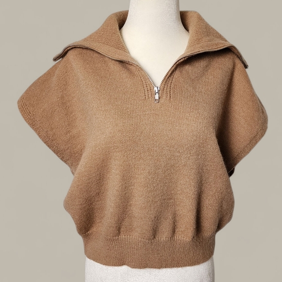 Nwot, Molly Green| Cozy Tan Sweater with Zipper Collar - Picture 1 of 10